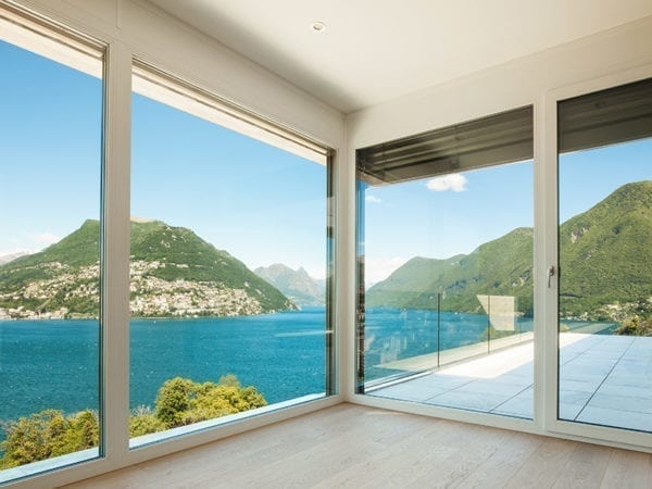Aluminum glass doors are used in modern building