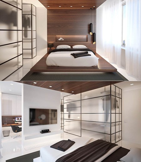 Using aluminum glass partitions enhances the aesthetics of the bedroom