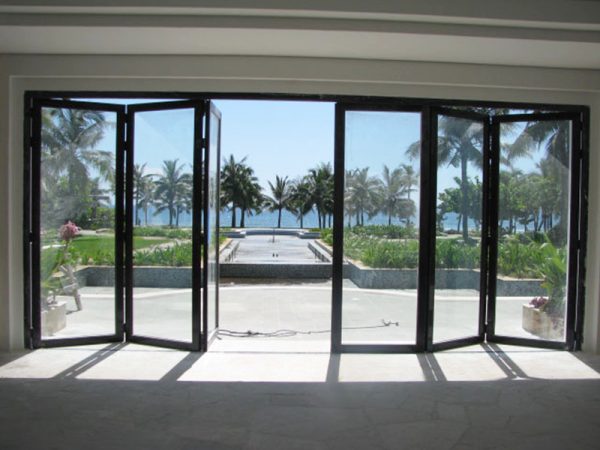 Model 6: Durable aluminum frame of the sliding folding door combined with tempered glass